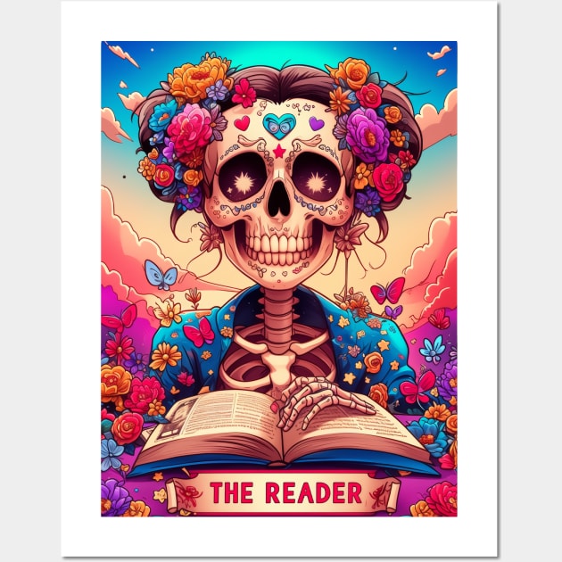 "The Reader" Tarot Card Skeleton Reading Wall Art by FlawlessSeams